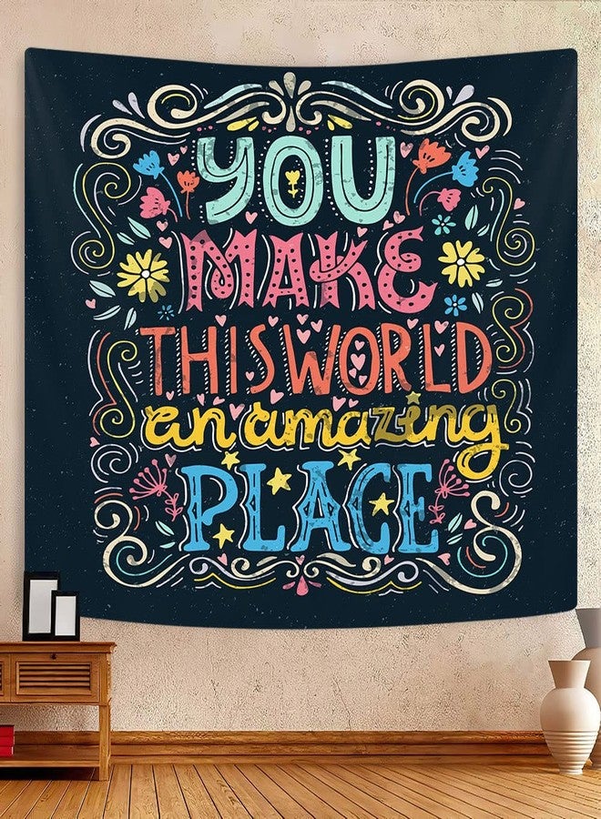 iTapnoom Inspirational Word Tapestry Wall Hanging for Teacher Students, You Make this World an Amazing Place Romantic Love Quote Design Wall Decor Tapestries for Classroom Office Dorm - Image 2